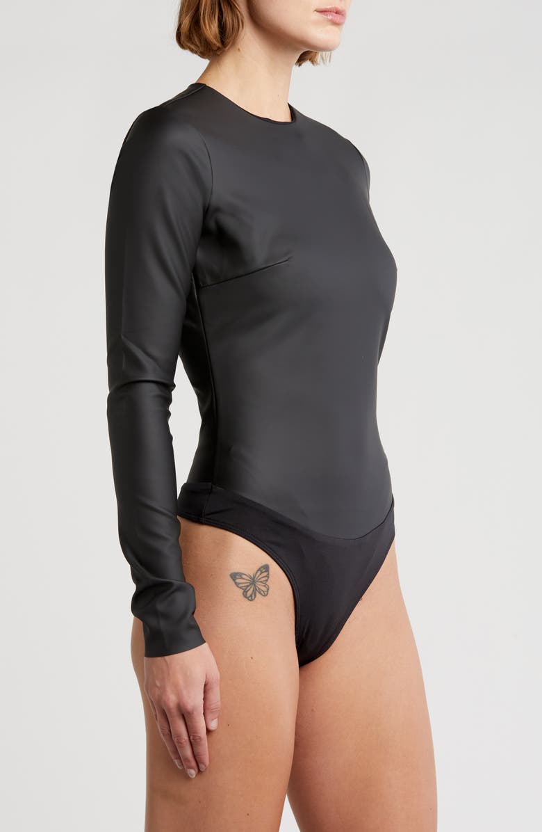 Good American Matte Long Sleeve Bodysuit, Alternate, color, 
