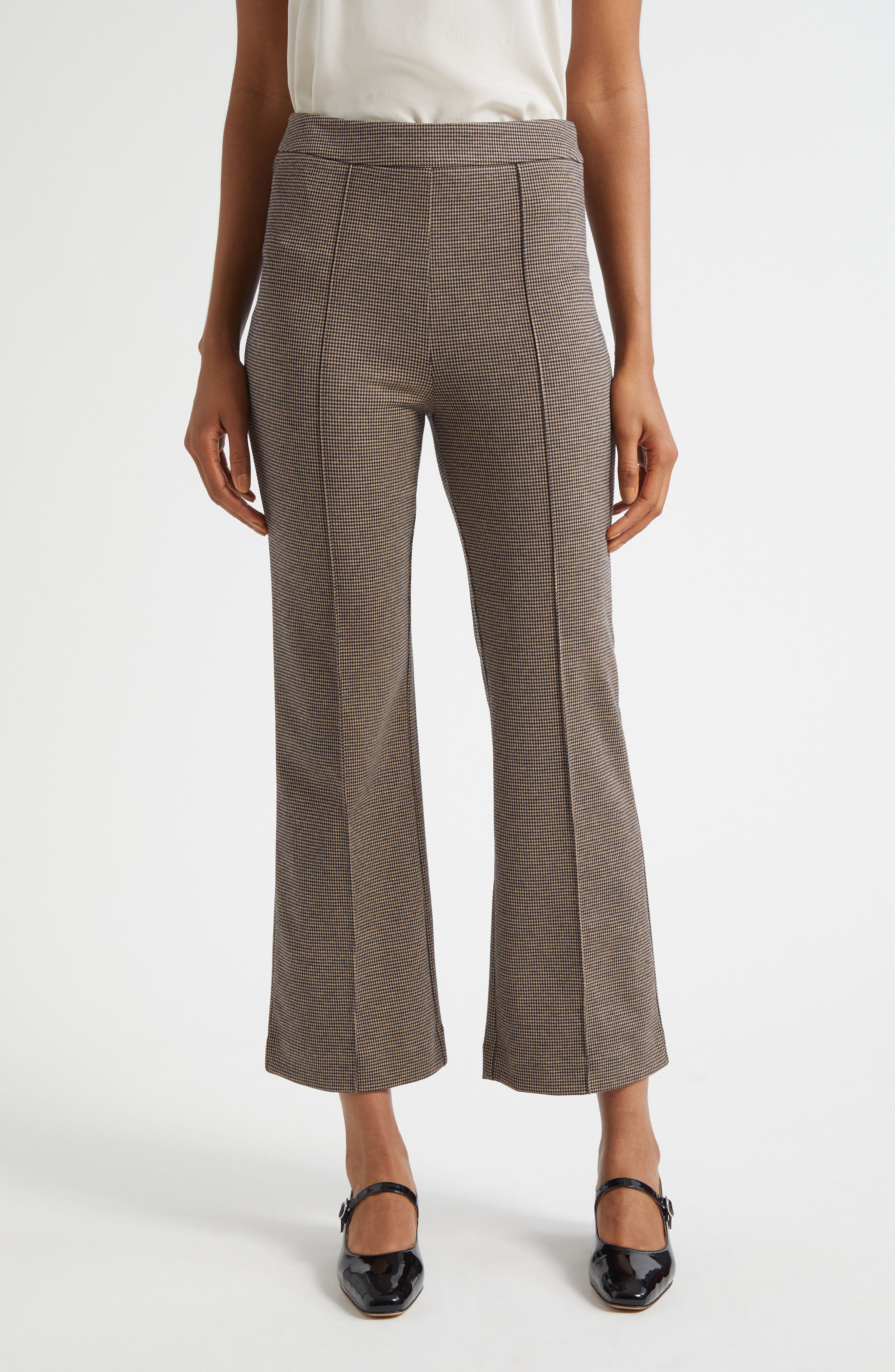 STAUD Knack Houndstooth Check Ankle Pants