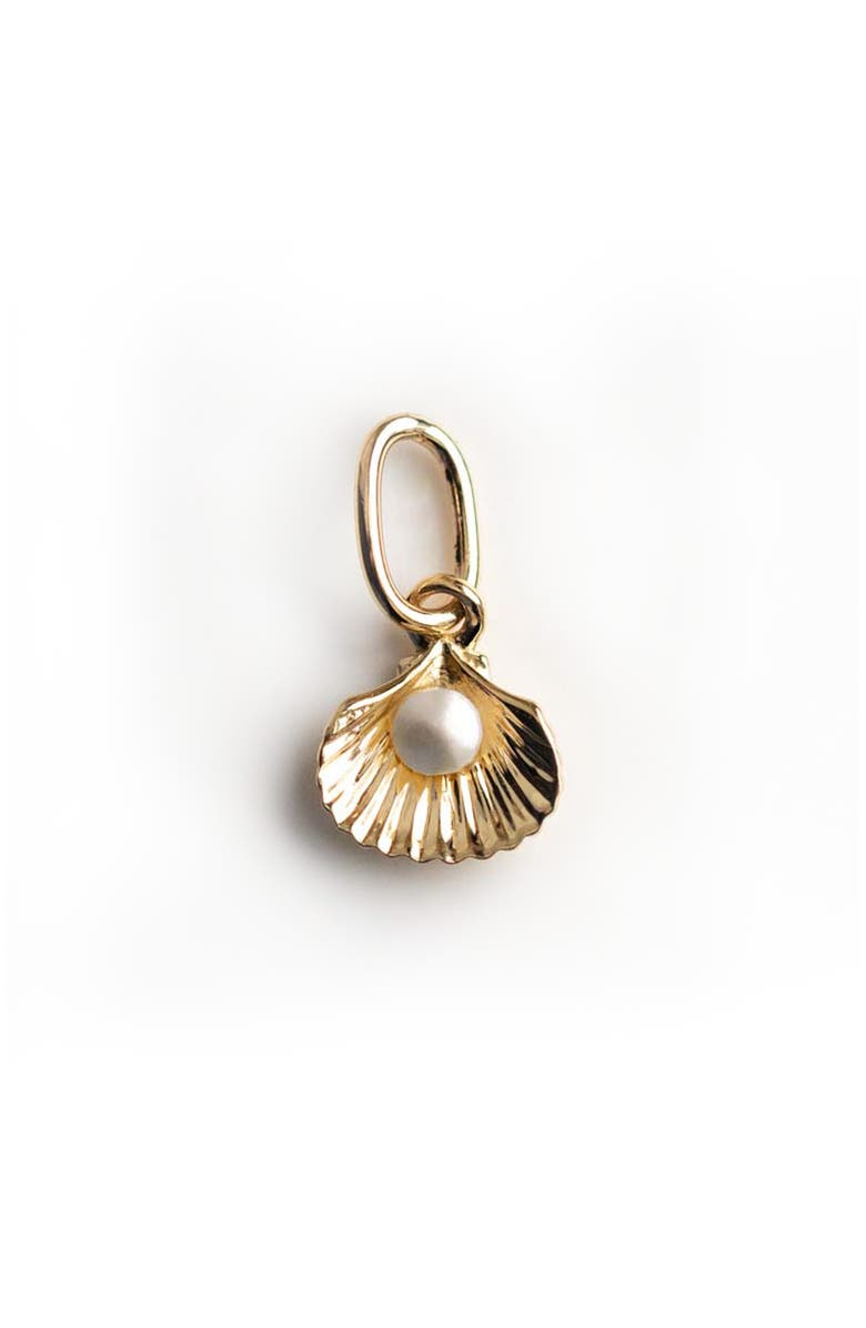 Local Eclectic Solid Gold Freshwater Pearl Shell Charm, Main, color, Gold
