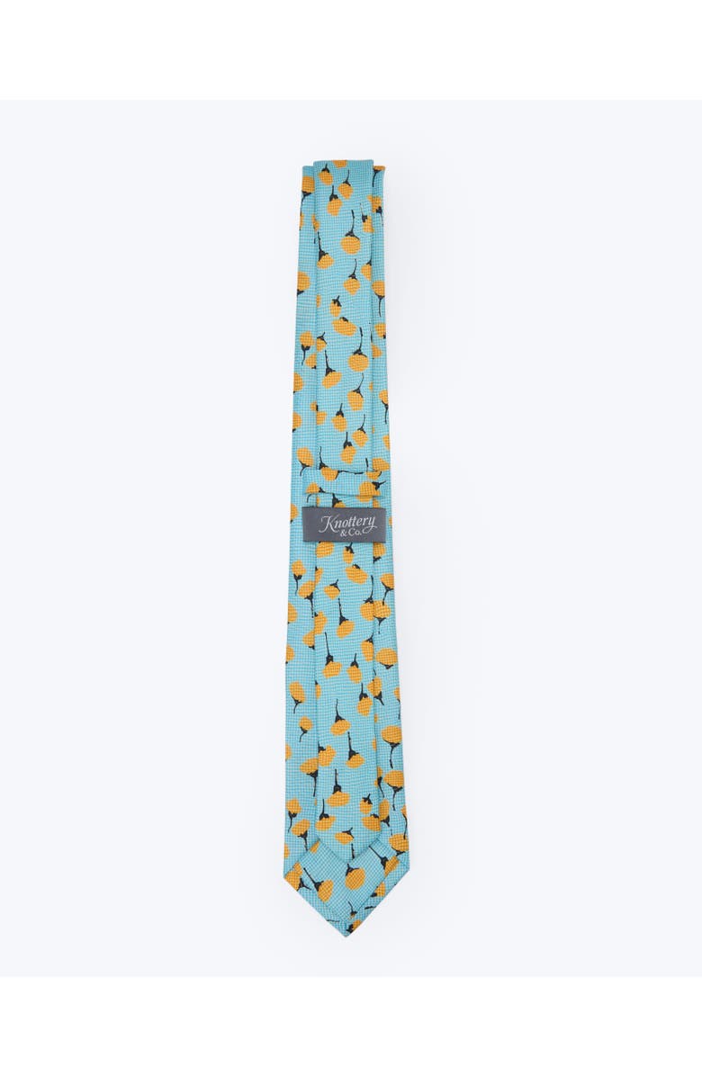 Knottery & Co Marigold Bloom Printed Silk Tie, Alternate, color, Blue