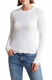 rag & bone Gemma Jacquard Lettuce Edge Long Sleeve T-Shirt