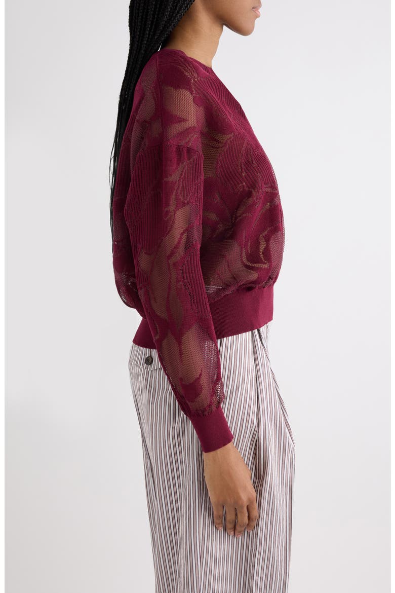 Lace Effect Jacquard Sweater, Alternate, color, BORDEAUX