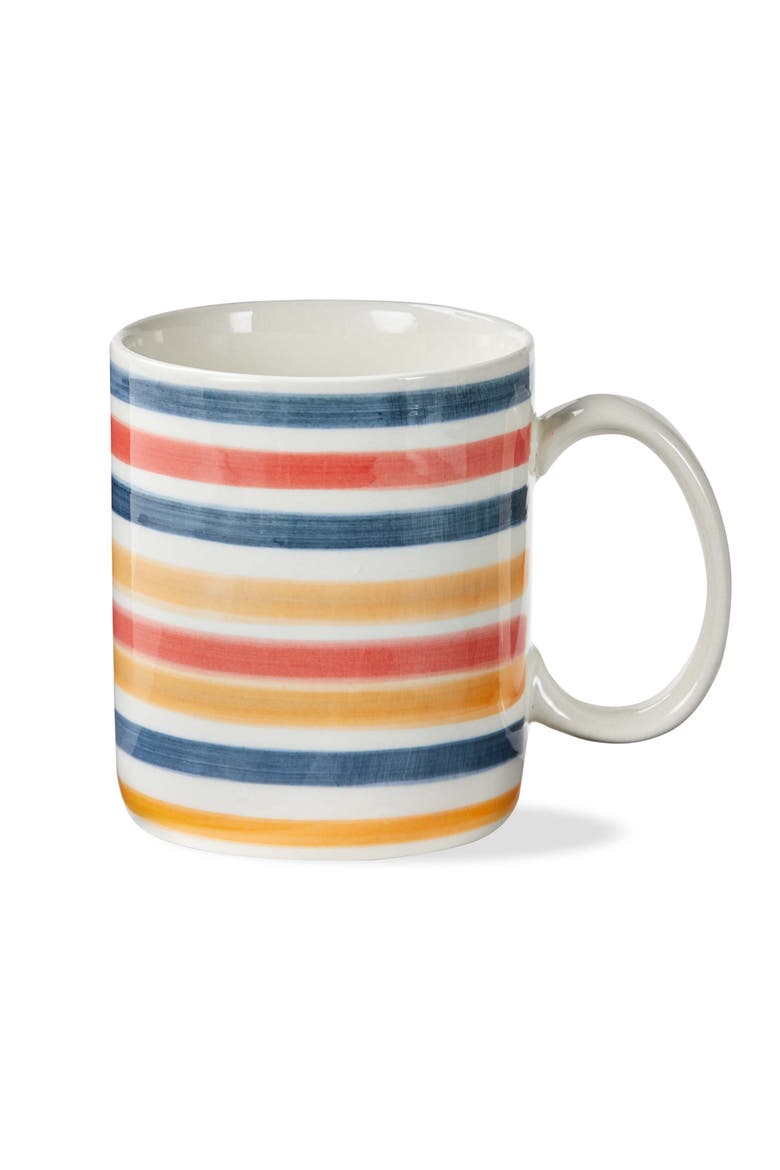 Heirloom Stripes Ceramic Mug Multicolor Dishwasher Safe, Main, color, White