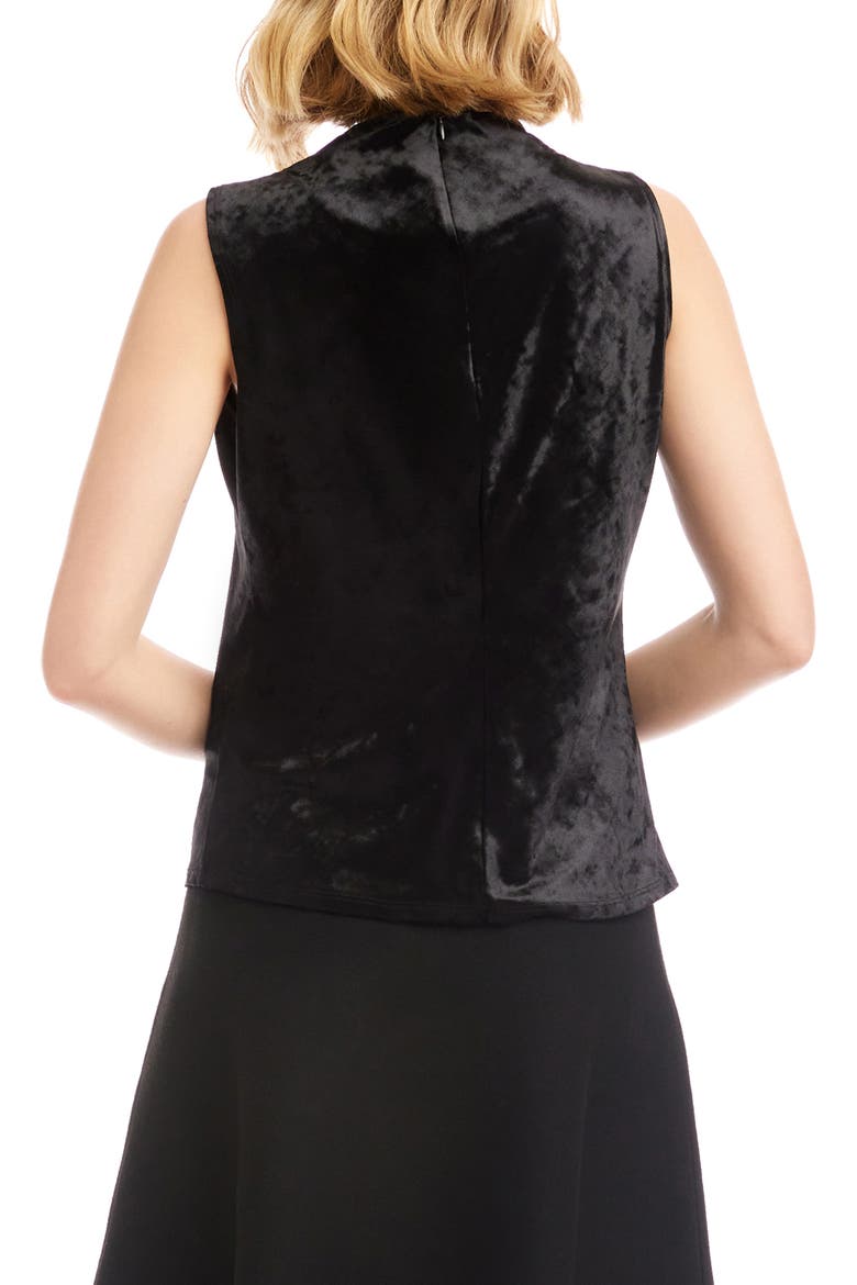 Crushed Velvet Top Funnel Neck Sleeveless Top, Alternate, color, BLACK