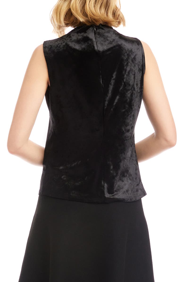 Karen Kane Crushed Velvet Top Funnel Neck Sleeveless Top, Alternate, color, Black