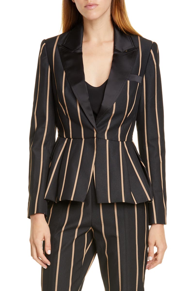 Self-Portrait Stripe Peaked Lapel Jacket, Main, color, 
