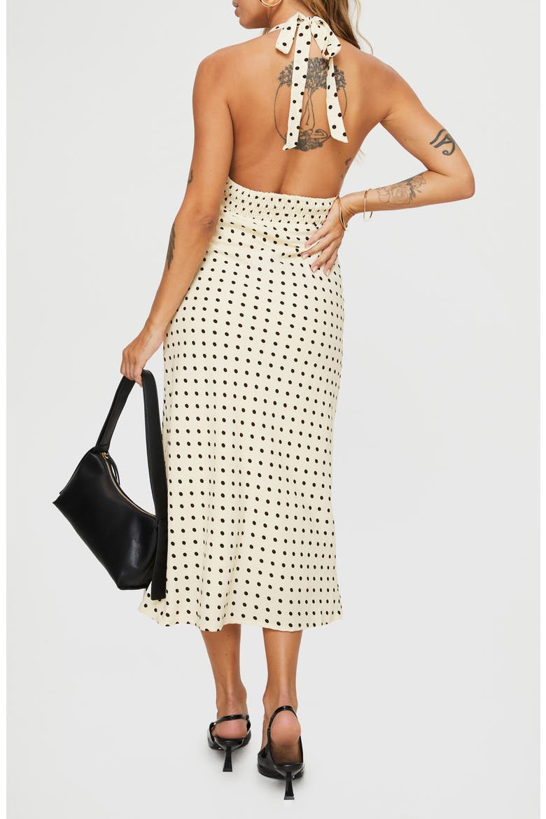 Kimbelle Polka Dot Halter Neck Dress, Alternate, color, CREAM / POLKA DOT