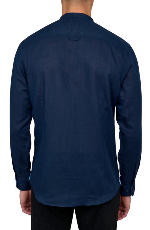 Brooklyn Brigade Solid Mandarin Long Sleeve Shirt In Navy