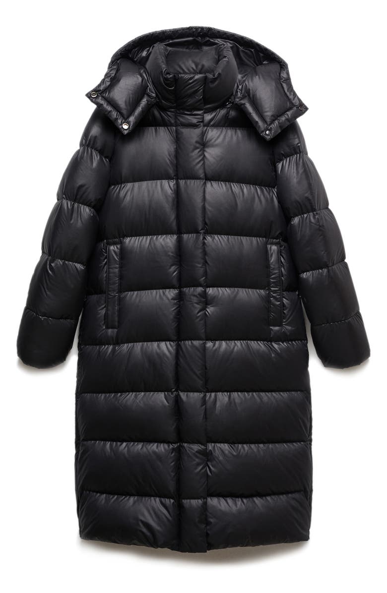 MANGO Quilted Hooded Longline Down Puffer Jacket, Main, color,
