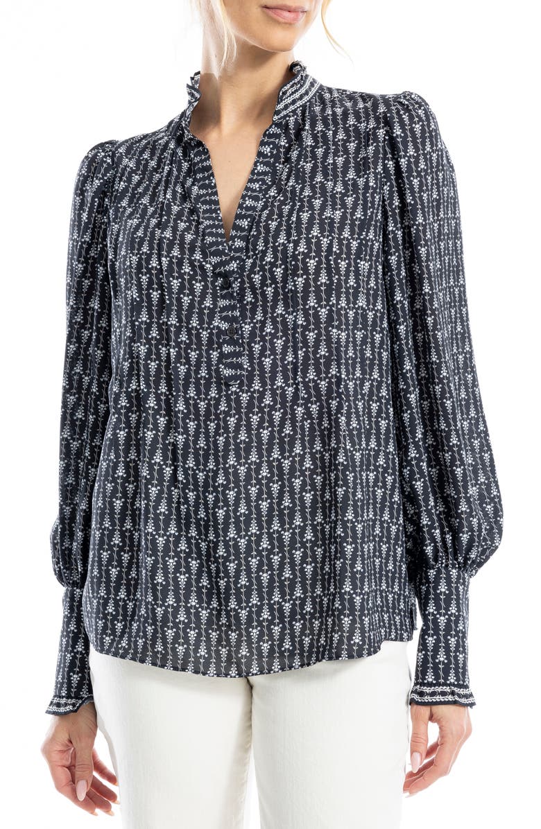 MAX STUDIO Ruffle V-Neck Long Sleeve Top, Alternate, color, 