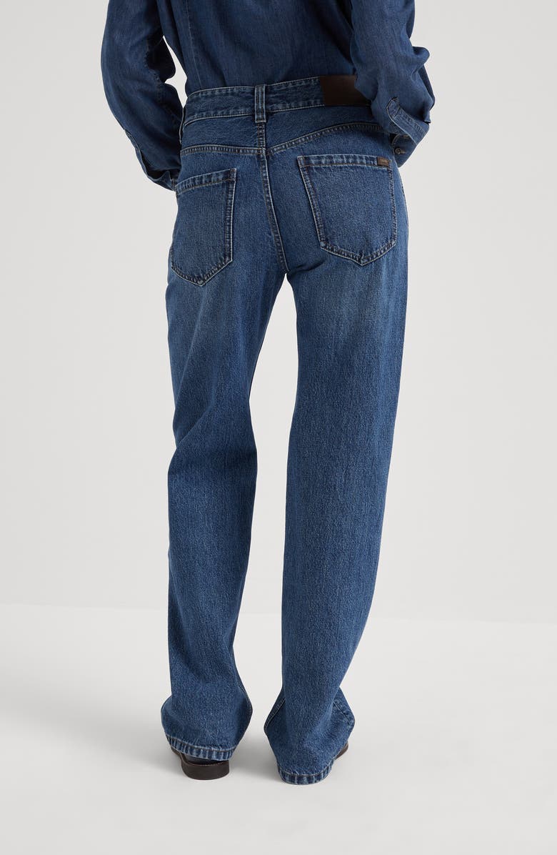 Brunello Cucinelli Authentic denim straight trousers with monili, Alternate, color, 