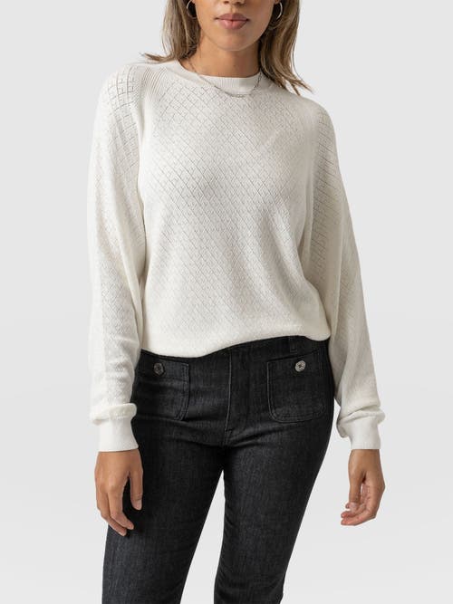 Saint + Sofia Diamond Knit Sweater In White