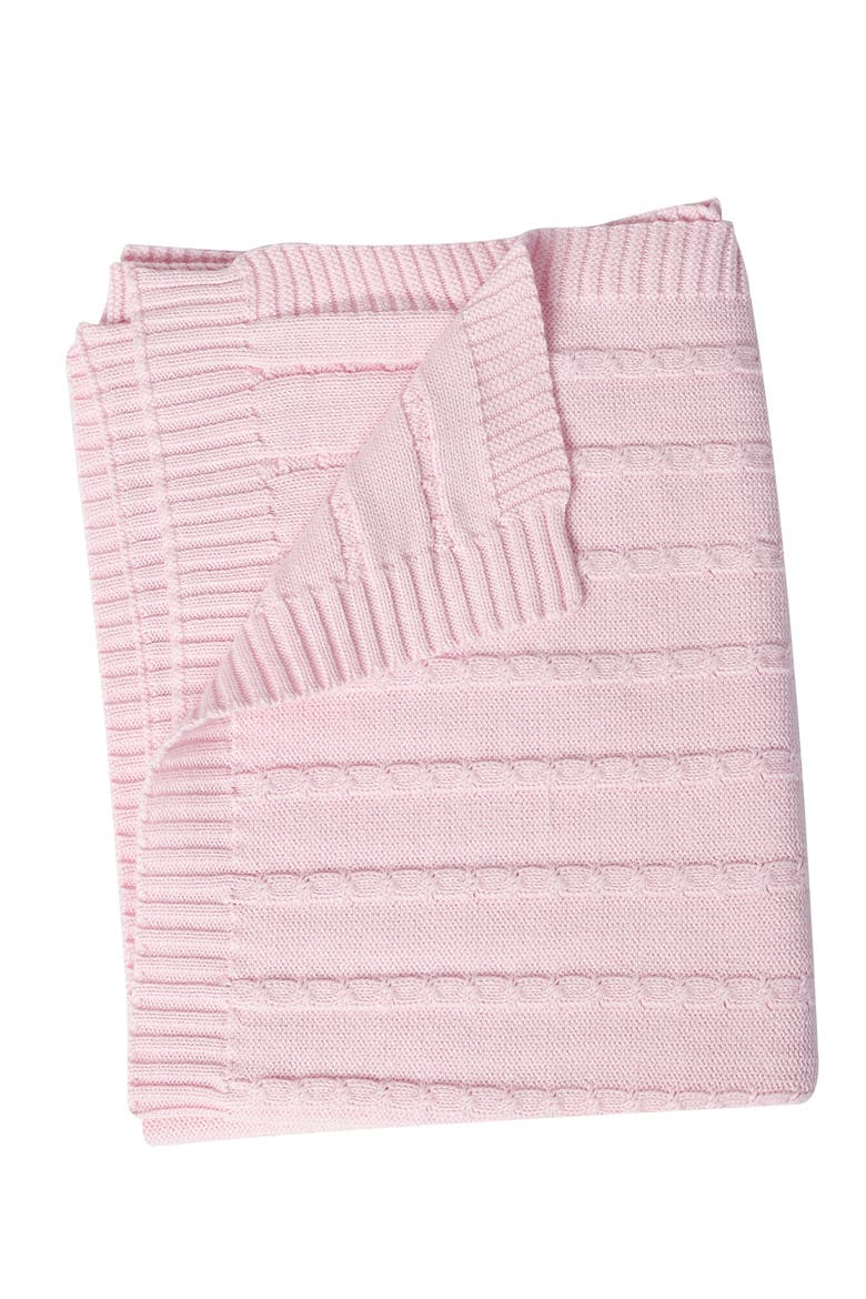 Cable Knit Blanket - Baby, Alternate, color, Pink