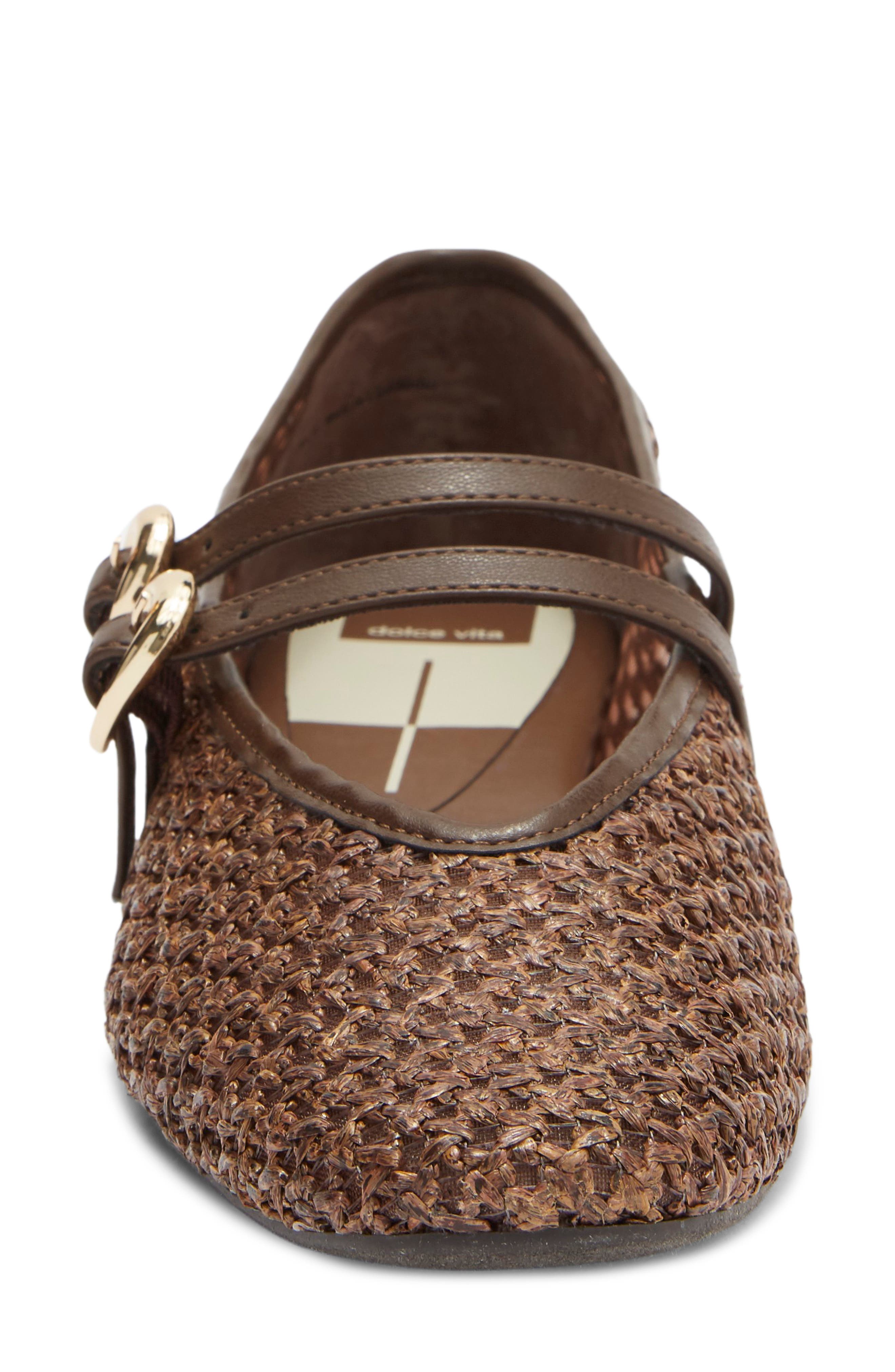 Dolce Vita Alenia Woven Mary Jane Flat, Alternate, color, Chocolate Raffia