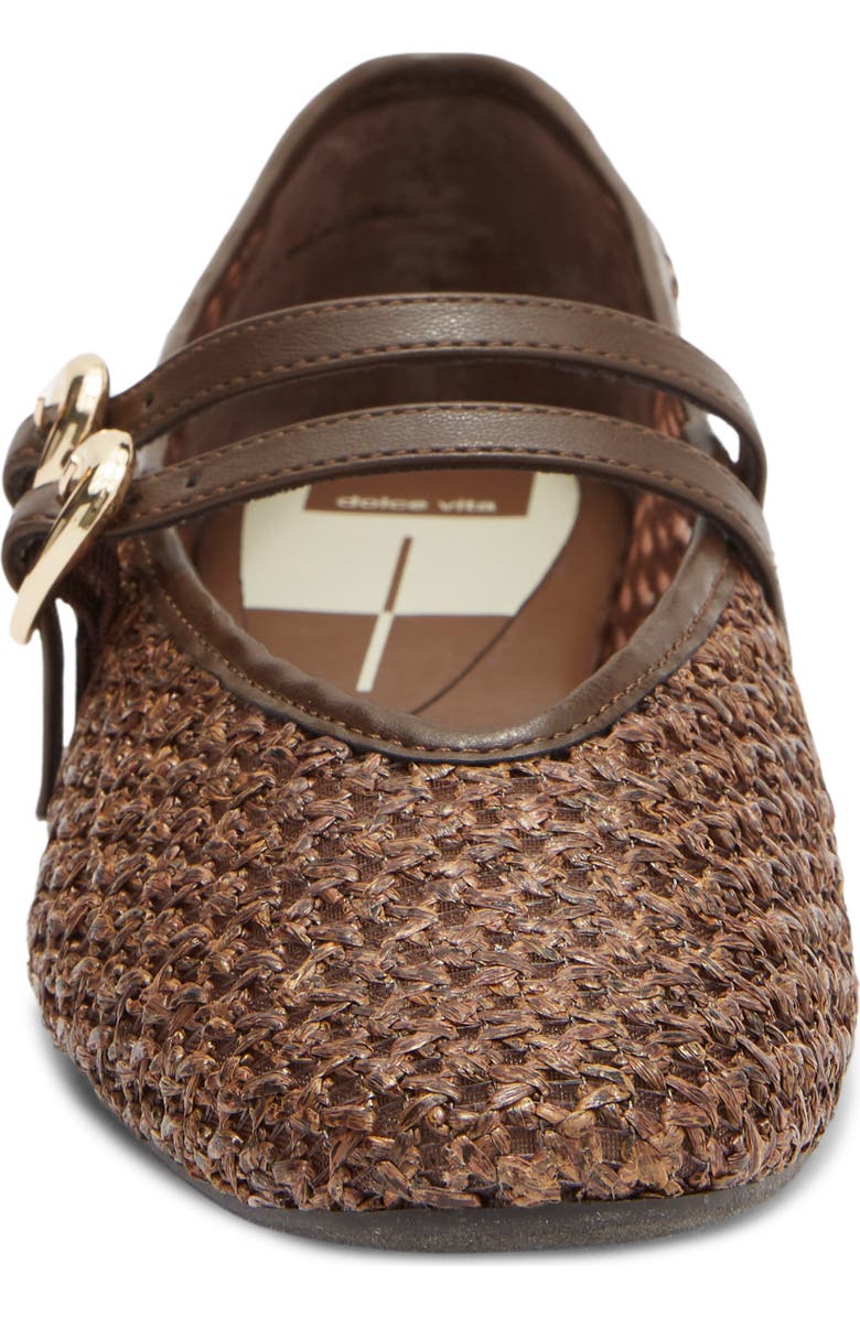Dolce Vita Alenia Woven Mary Jane Flat, Alternate, color, Chocolate Raffia