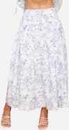 Blu Pepper Floral Toile Pleated Midi Skirt