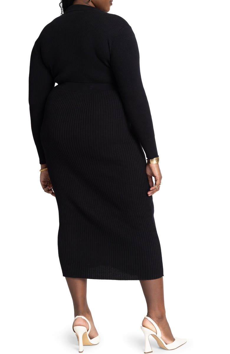 ELOQUII Long Sleeve Ribbed Sweater Dress, Alternate, color,