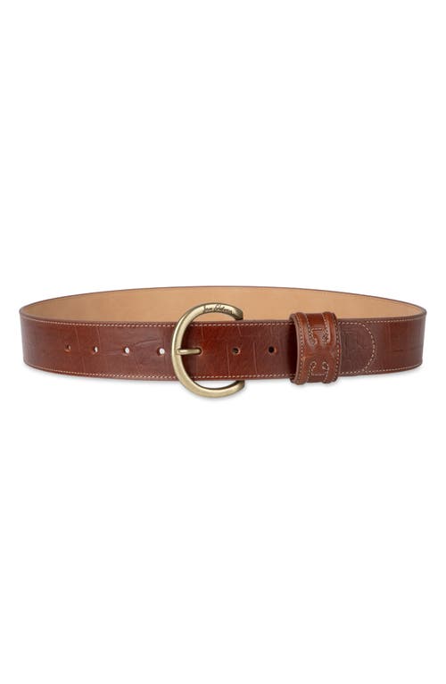 Shop Sam Edelman Rounded Buckle Belt In Tan Croc