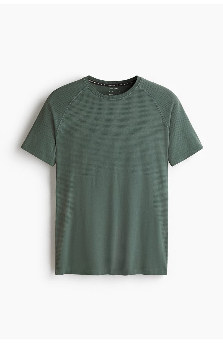 H&M Muscle Fit Sports T-shirt With Drymove, Alternate, color, Dusty Green