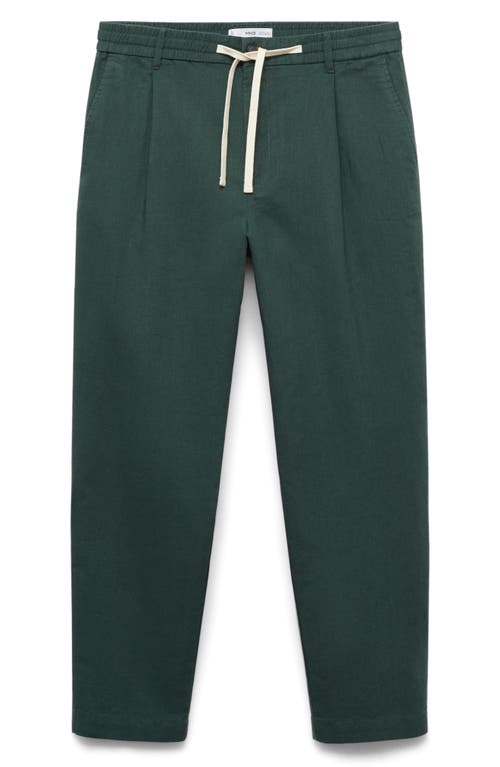 Mango Men's Eu Slim-fit Linen-blend Drawstring Pants In Dark Green