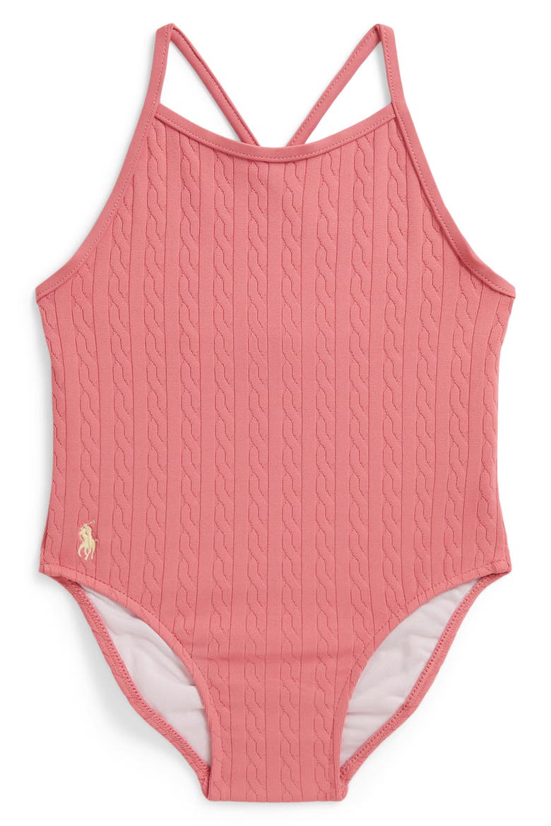 Kids' Cable One-Piece Swimsuit, Main, color, DESERT ROSE