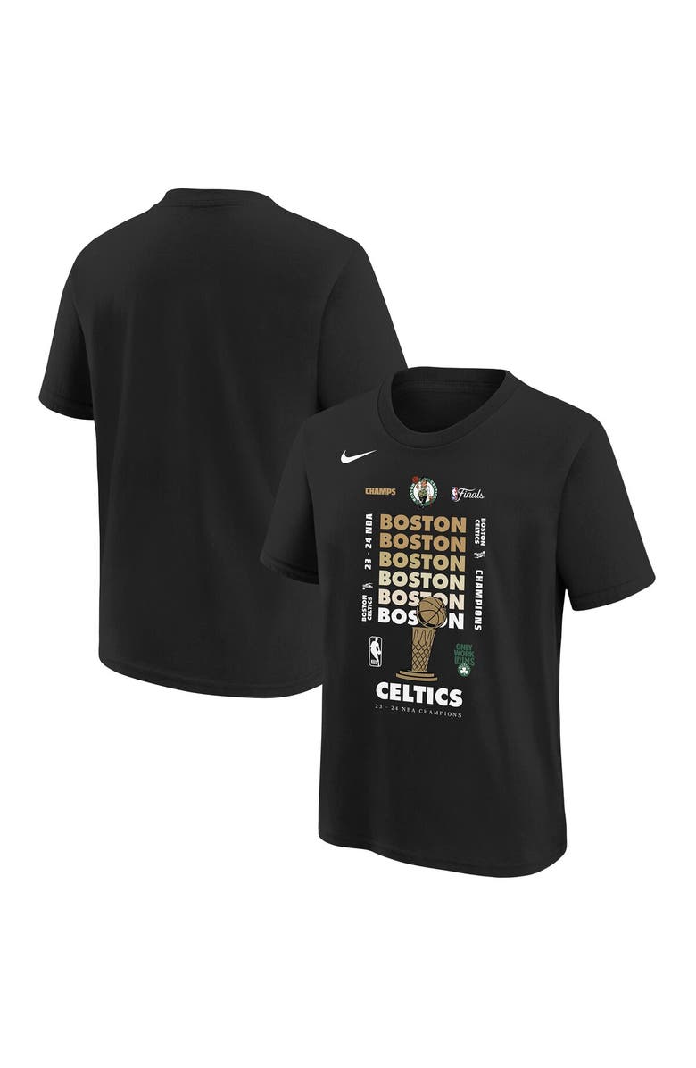 Nike Youth Nike Black Boston Celtics 2024 NBA Finals Champions Expressive T-Shirt, Alternate, color, 