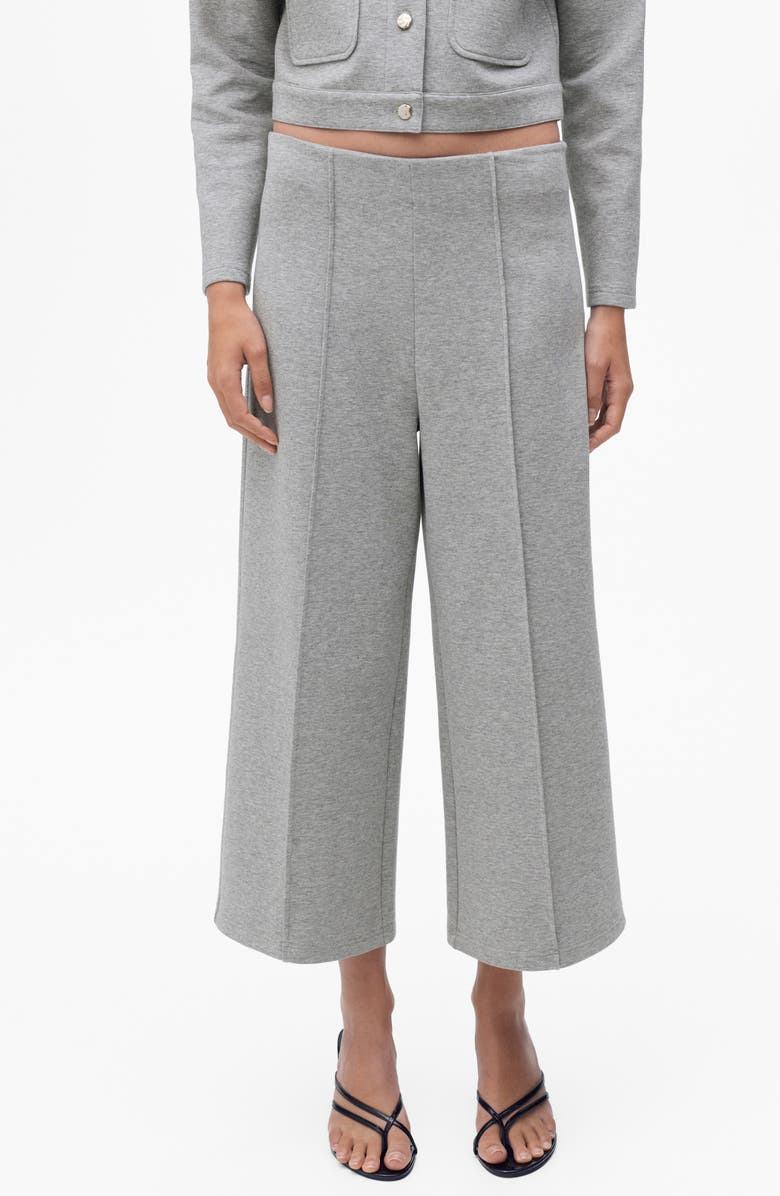 MANGO Wide Leg Crop Pants, Main, color, Medium Heather Grey