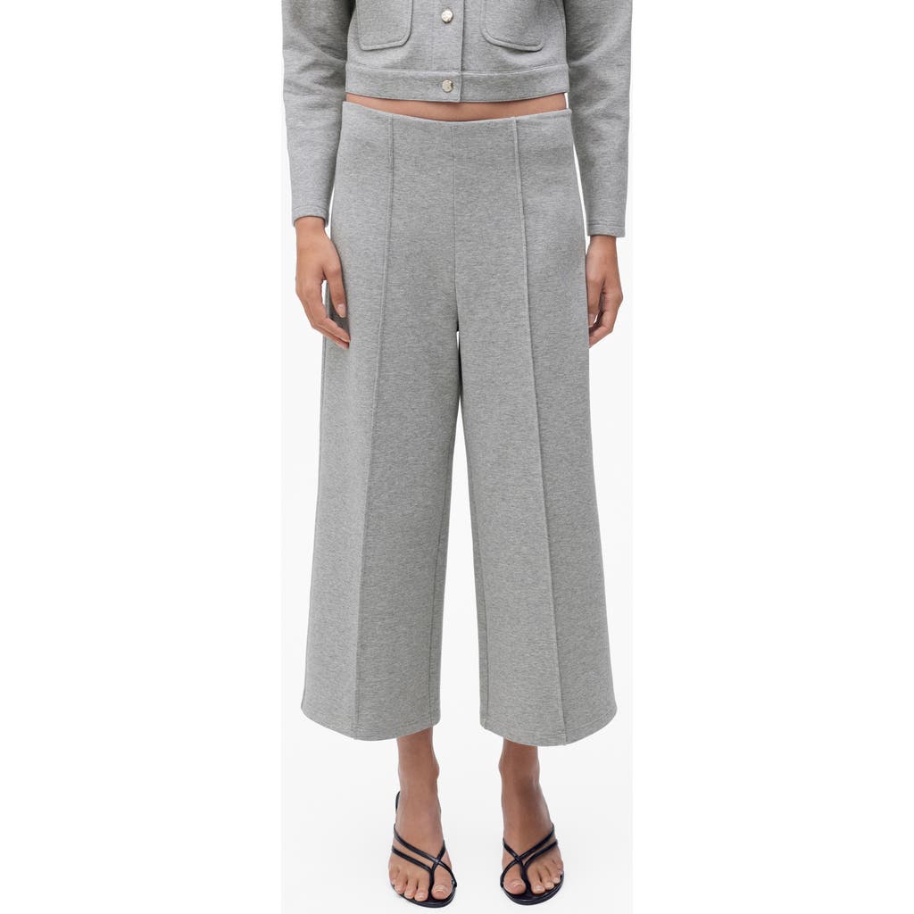 Mango Wide Leg Crop Pants In Gray
