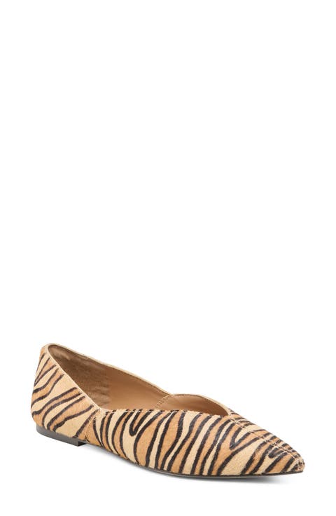 Gema Genuine Calf Hair Pointed Toe Flat (Women)