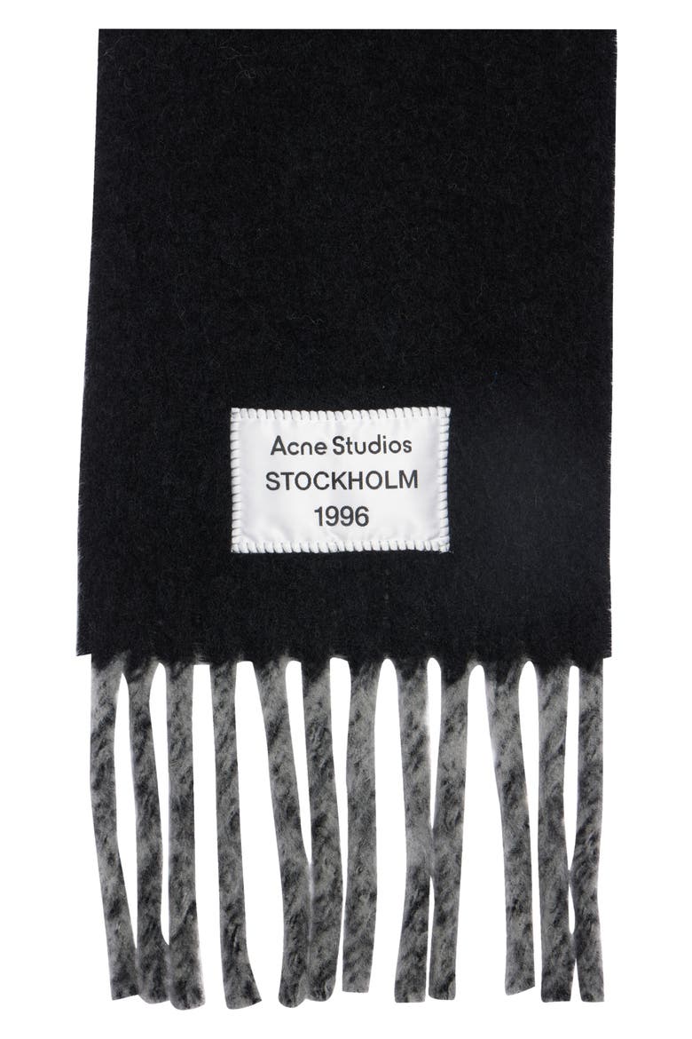Volly Alpaca & Wool Blend Fringe Scarf, Alternate, color, BLACK/ GREY