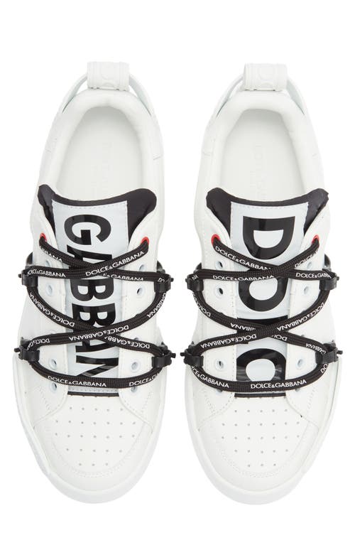 Dolce & Gabbana Portofino Sneaker In Calfskin And White Paint