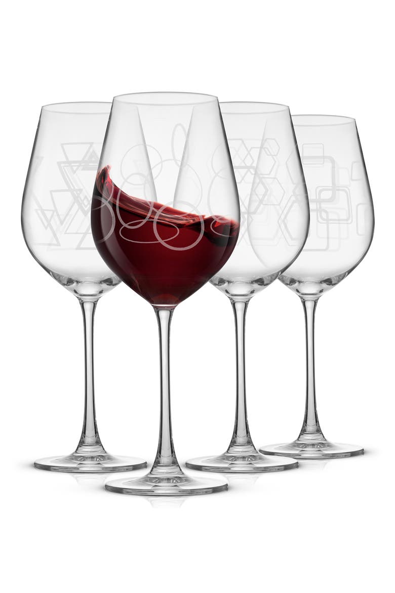 Geo Crystal Set of 4 White Wine Glasses, Alternate, color, CLEAR