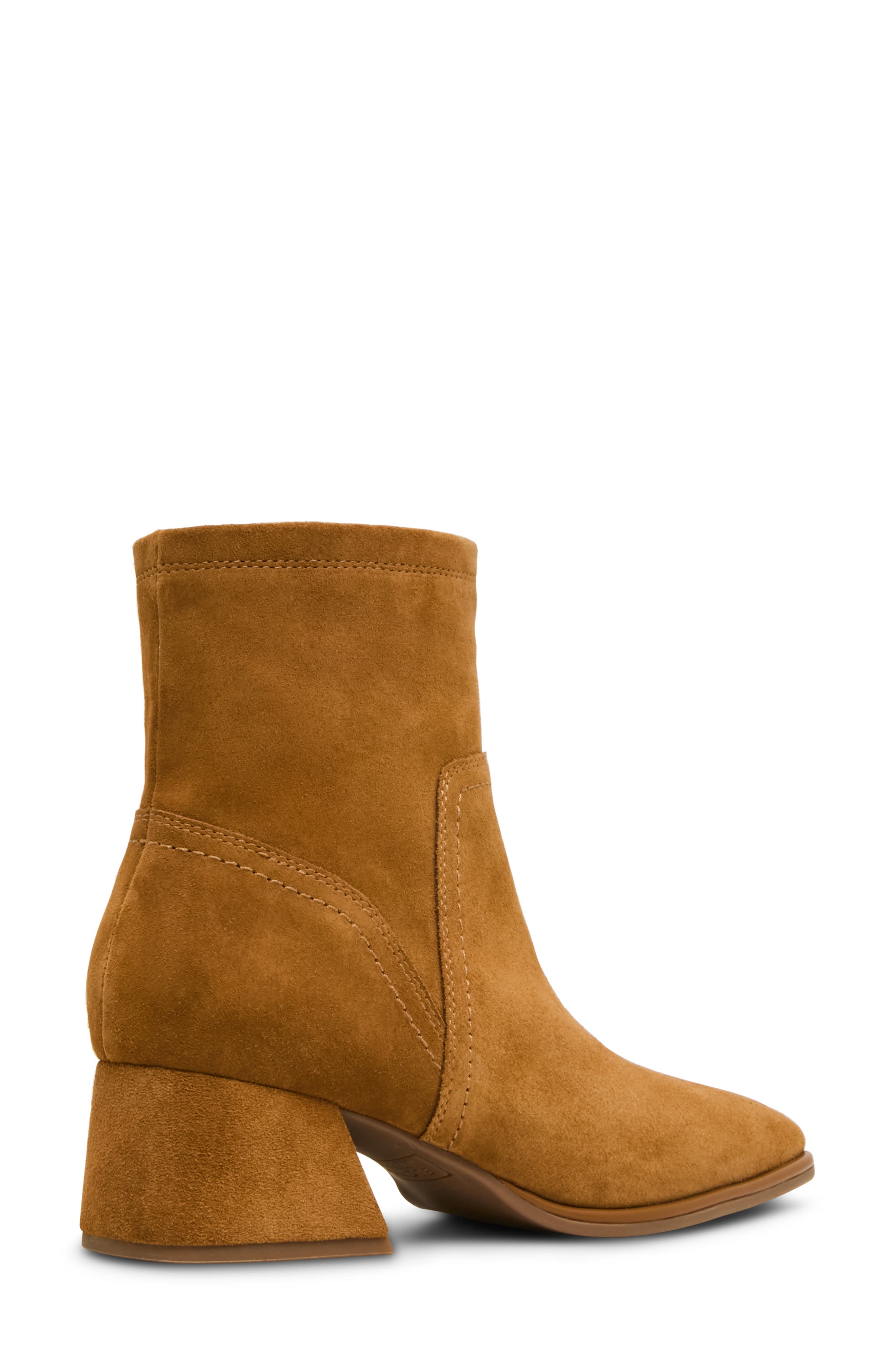 Marina Waterproof Stretch Suede Block Heel Bootie, Alternate, color, CAMEL SUEDE