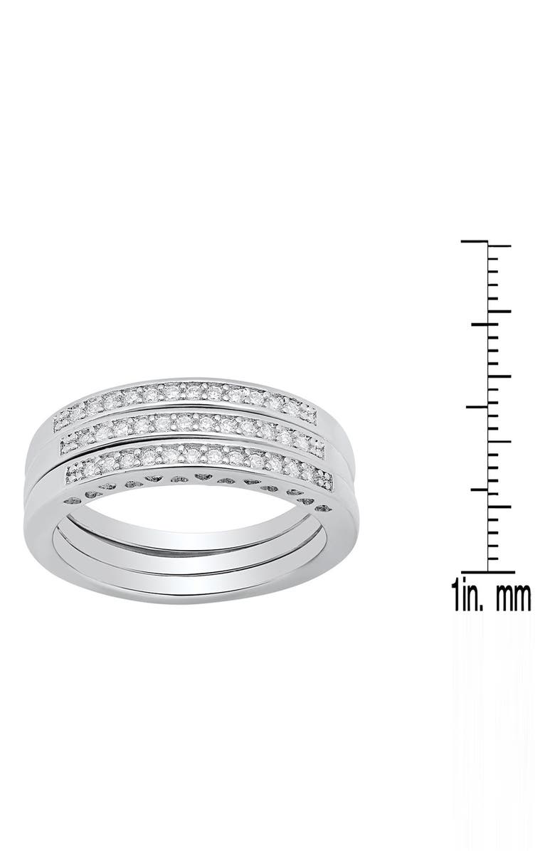 HMY JEWELRY Set of 3 18K White Gold Plated Simulated Diamond Rings, Alternate, color, Silver