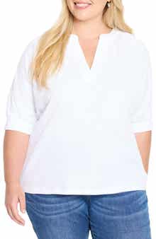 NIC+ZOE Elbow Sleeve Split Neck Top