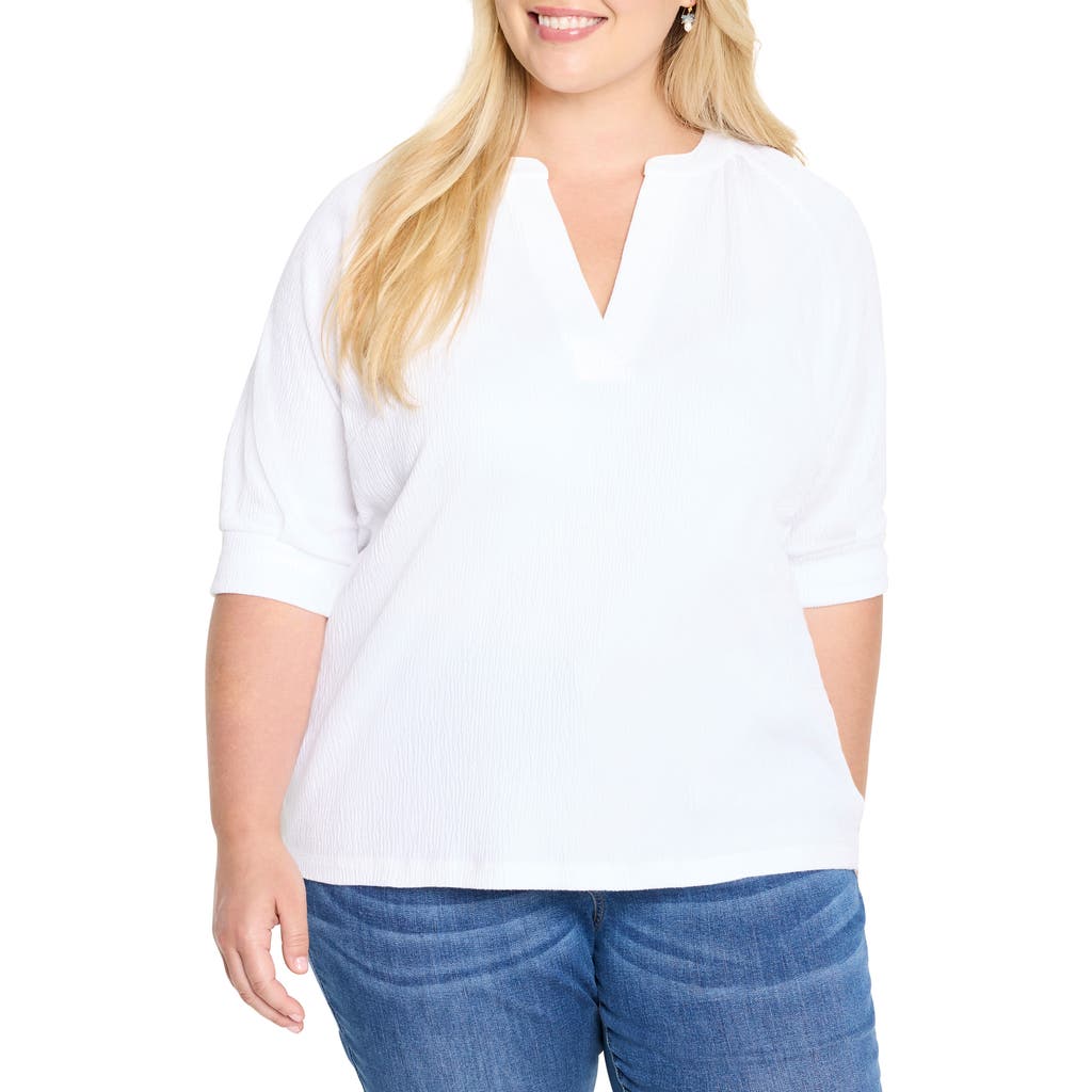 Nic + Zoe Nic+zoe Elbow Sleeve Split Neck Top In White
