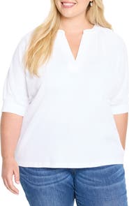 NIC+ZOE Elbow Sleeve Split Neck Top