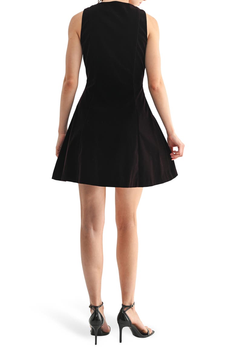 Sleeveless Button Front Velvet Minidress, Alternate, color, CHOCOLATE BROWN