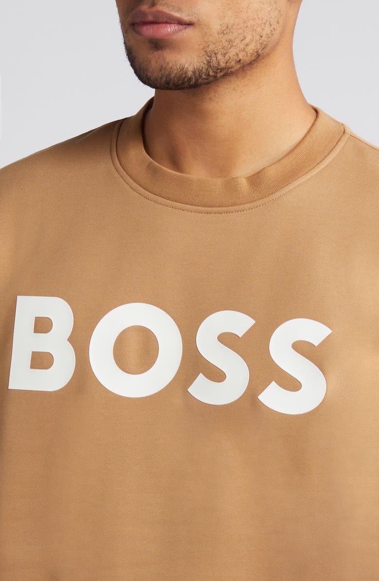 BOSS Soleri Logo Cotton Sweatshirt, Alternate, color,