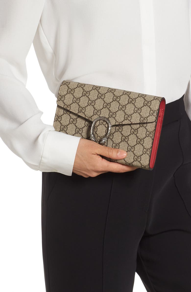 Gucci GG Supreme Canvas Wallet on a Chain, Alternate, color, 