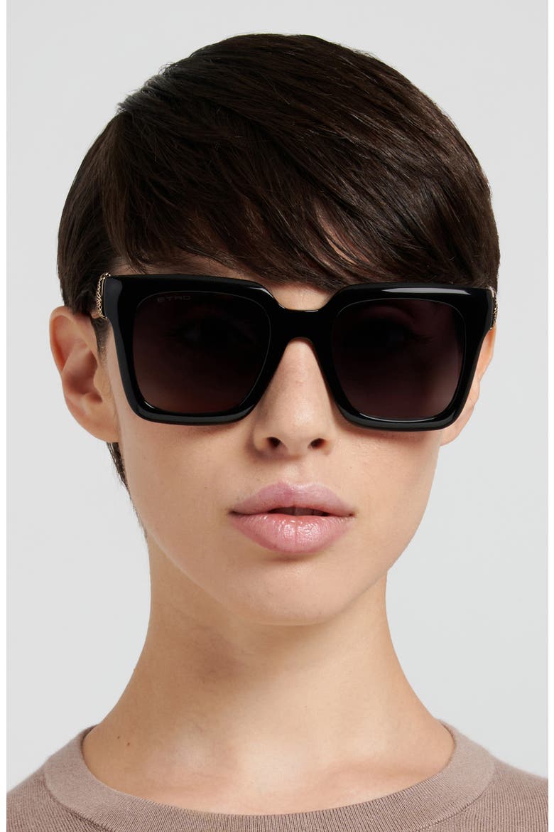 0157/S 52mm Gradient Square Sunglasses, Alternate, color, BLACK/ DARK GREY SF