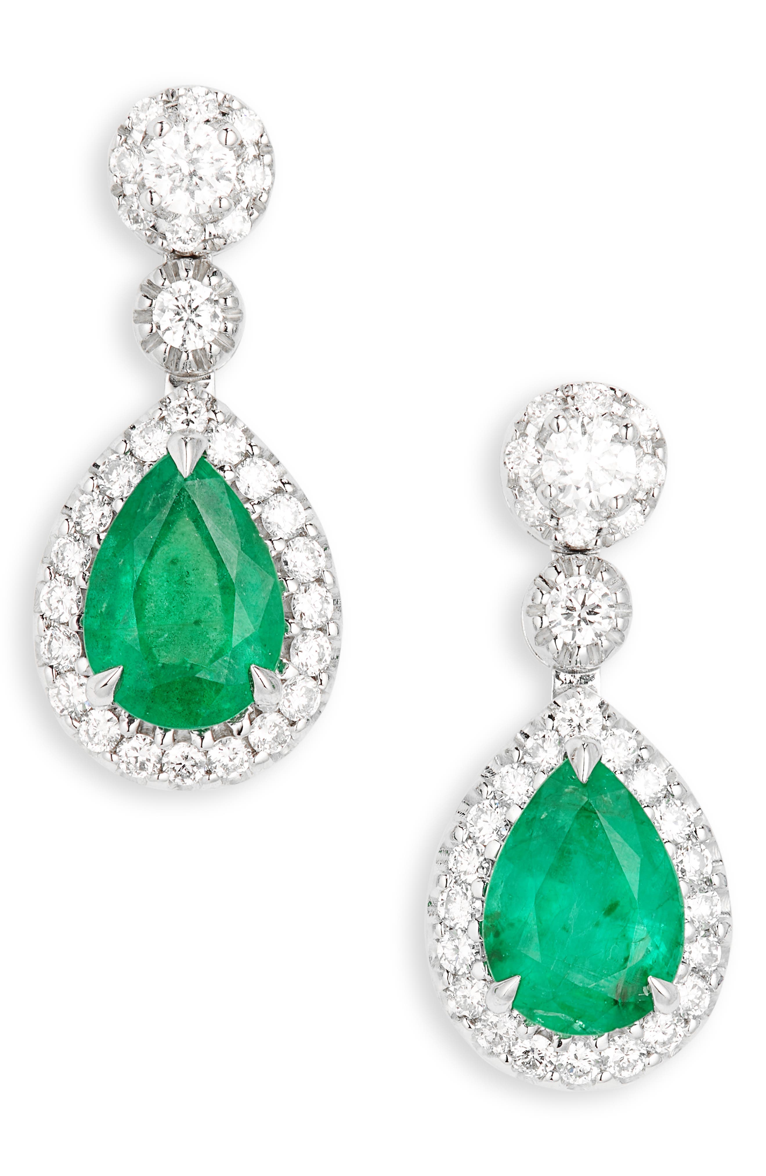 VALANI ATELIER Emerald & Pavé Diamond Drop Earrings in White Gold 