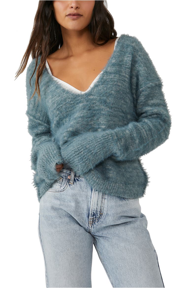 Serendipity V-Neck Sweater, Main, color, STORM COMBO