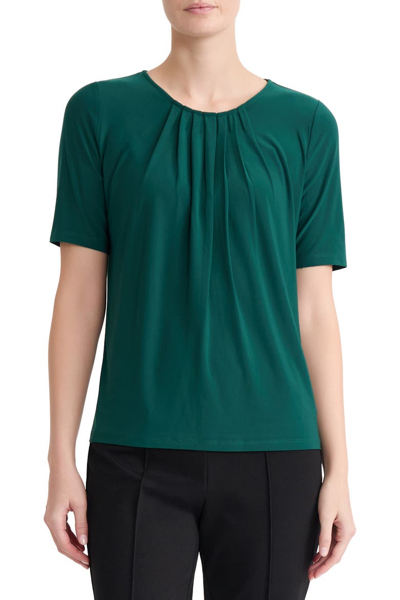 Pleated Neck Top, Main, color, EVERGREEN