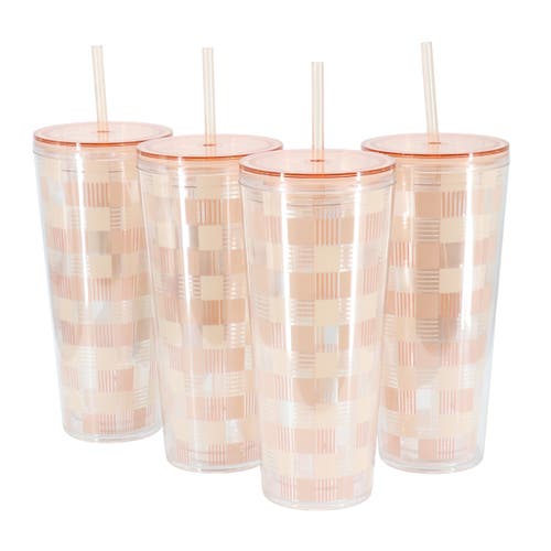 Mr Coffee Mr. Coffee Modern Euphoria 4 Piece 23 Ounce Plastic Tumbler With Straw And Lid Set In Brown