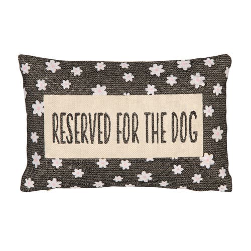 Storied Home Cotton And Jute Embroidered Lumbar Pillow With Flower Pattern "reserved For The Dog", M In Black