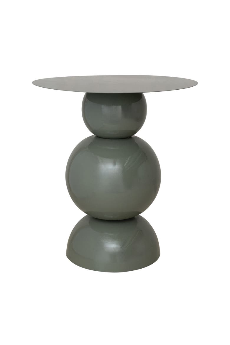 Powder Coated Metal Round Table with Stacked Base, Main, color, Grey