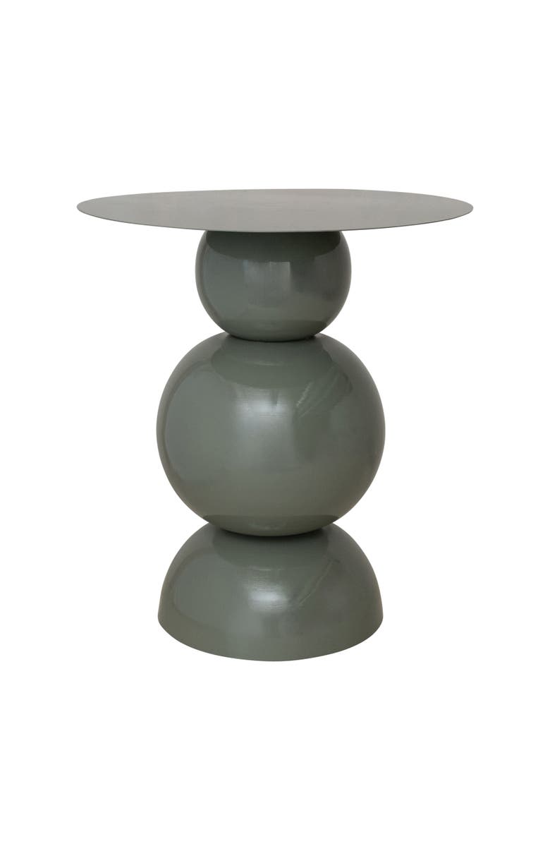 Storied Home Powder Coated Metal Round Table with Stacked Base, Main, color, Grey