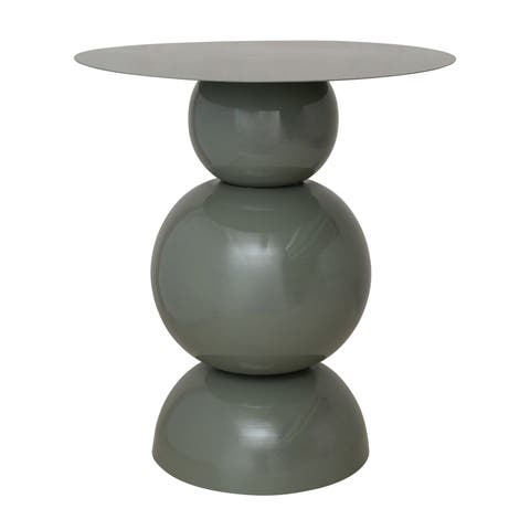 Powder Coated Metal Round Table with Stacked Base