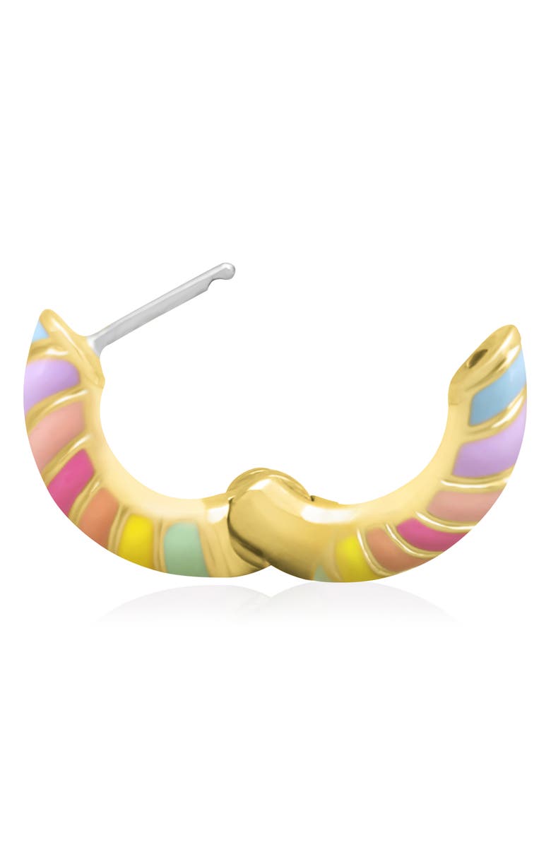 CENTRAL PARK Rainbow Enamel Tubular Hoop Earrings, Alternate, color,